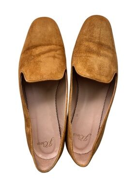 J.Crew Suede Loafers Flats Camel Tan Genuine Leather Slip On Womens Minimal Chic